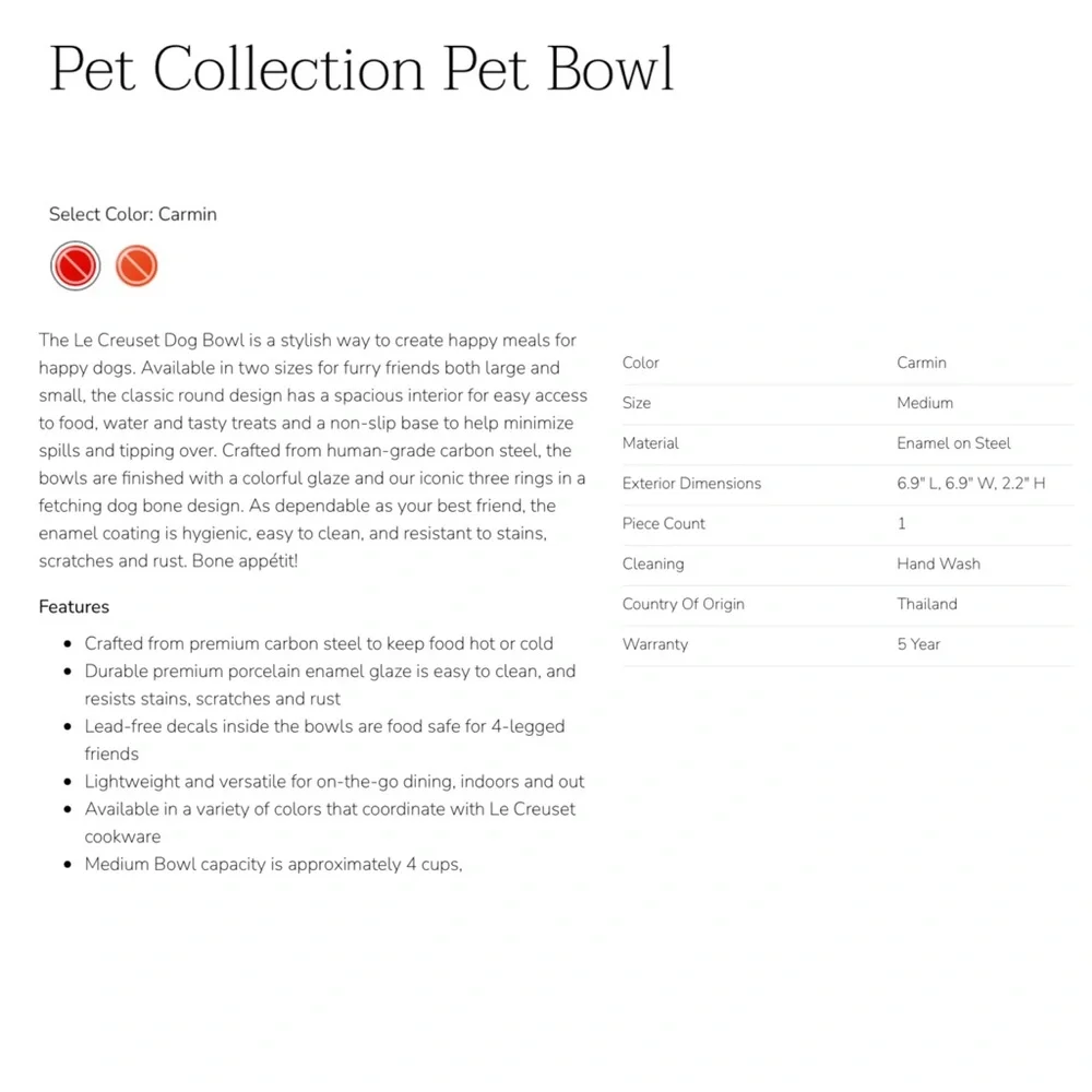 Le Creuset pet bowl only